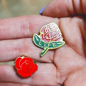 Saks Fifth Avenue Pair Of Rose Pins